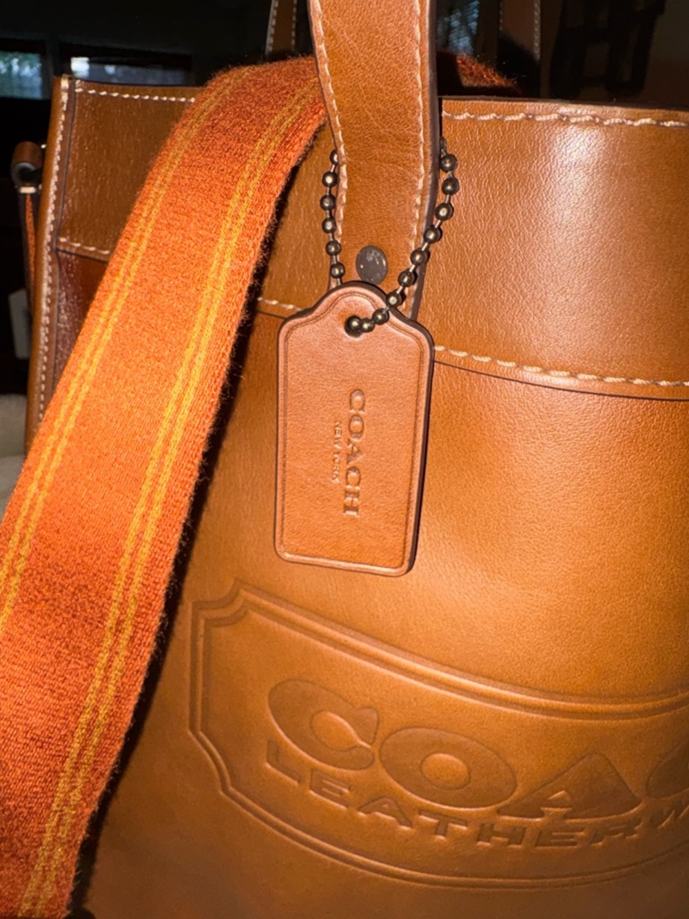 Coach Brown Leather Field 40 Embossed Tote with Adjustable Strap - Picture 2 of 12